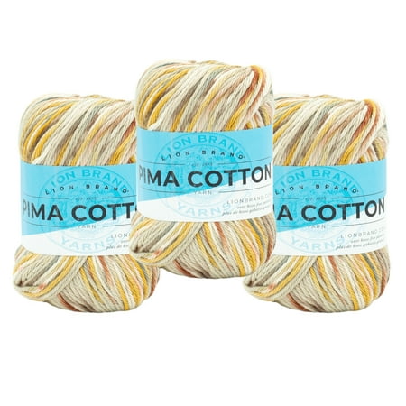 UPC: 0842093129356 | Lion Brand Yarn Pima Cotton Seaglass Basic Medium Cotton Multi-color Yarn 3 Pack