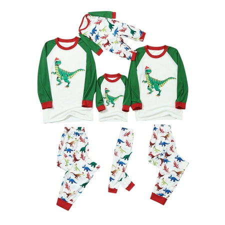 

Sunisery Family Christmas Matching Pajamas Set Dinosaur Printed Plaid Sleepwear 2pcs PjsSet for Adult Mom Dad Kids Baby