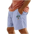 thumbnail image 2 of Mens Shorts Washed Crinkle Palm Tree Print Elastic Waist Straight-Leg Beach Shorts Blue XL, 2 of 4