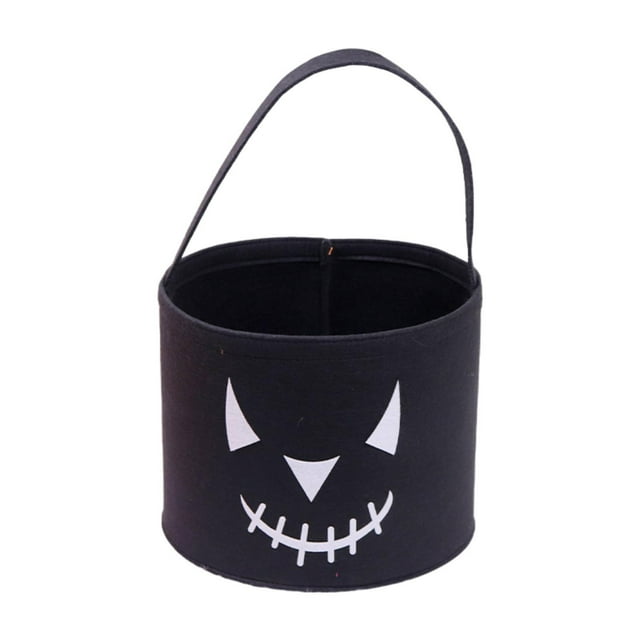 Bolsa de dulces de Halloween, suministros para fiestas, reutilizable, portátil, hecha a mano, bolsa de mano para dulces, para la entrada, sala de Negro
