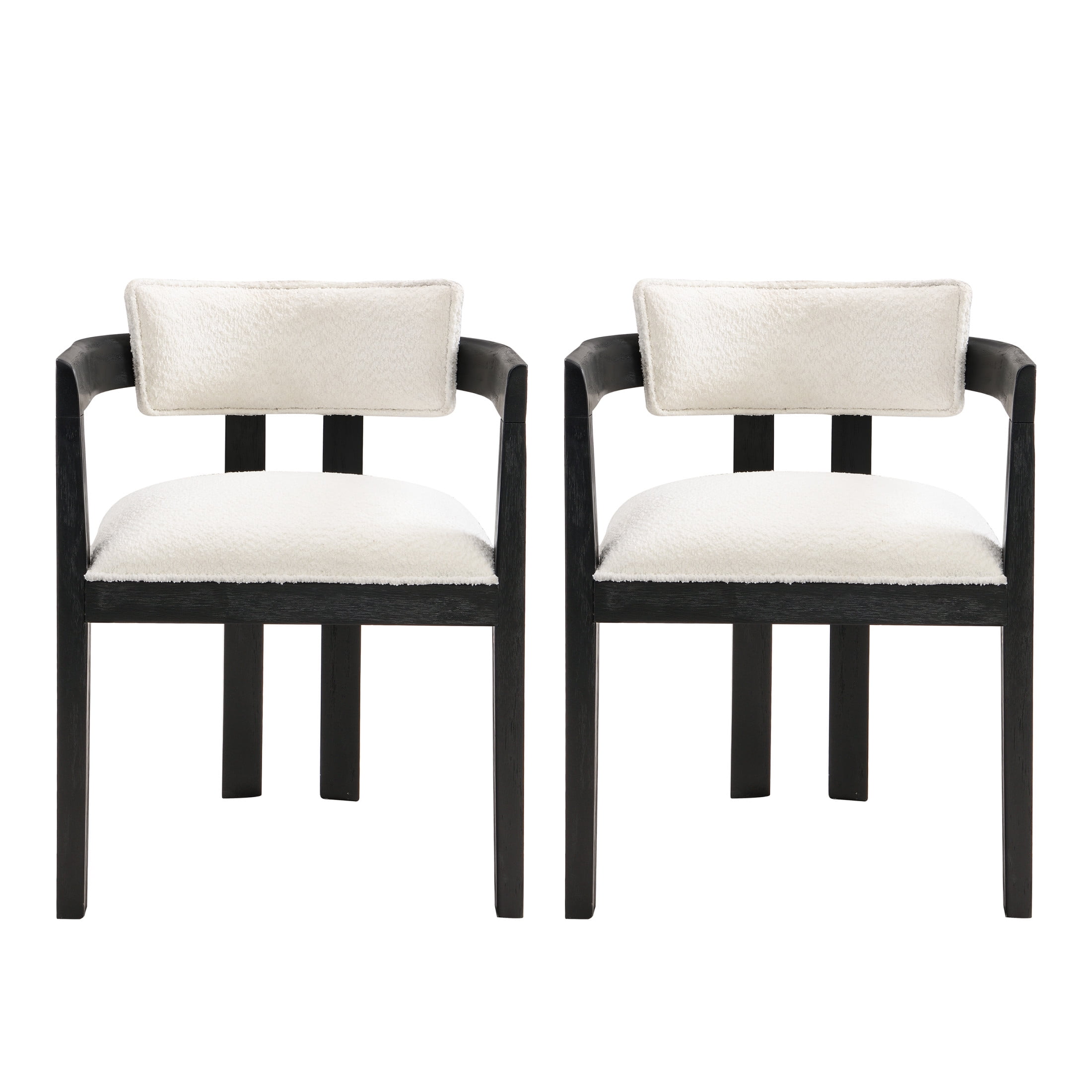 Rovelle Modern Upholstered Dining Chairs, Rubberwood, Beige + Black, Set of 2