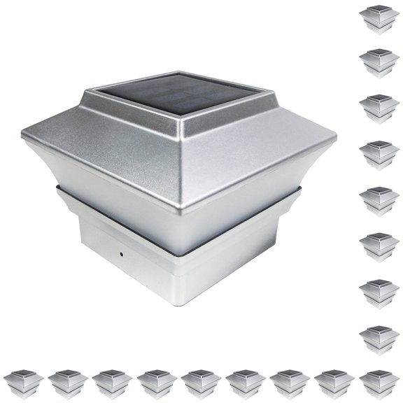 iGlow 18 Pack Copper / Silver / White Outdoor Garden 4 x 4 Solar LED Post Deck Cap Square Fence Light PVC Vinyl Wood