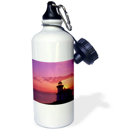 3dRose WA, San Juan Island, Lime Kiln Lighthouse - US48 JWI1226 - Jamie and Judy Wild, Sports Water Bottle,