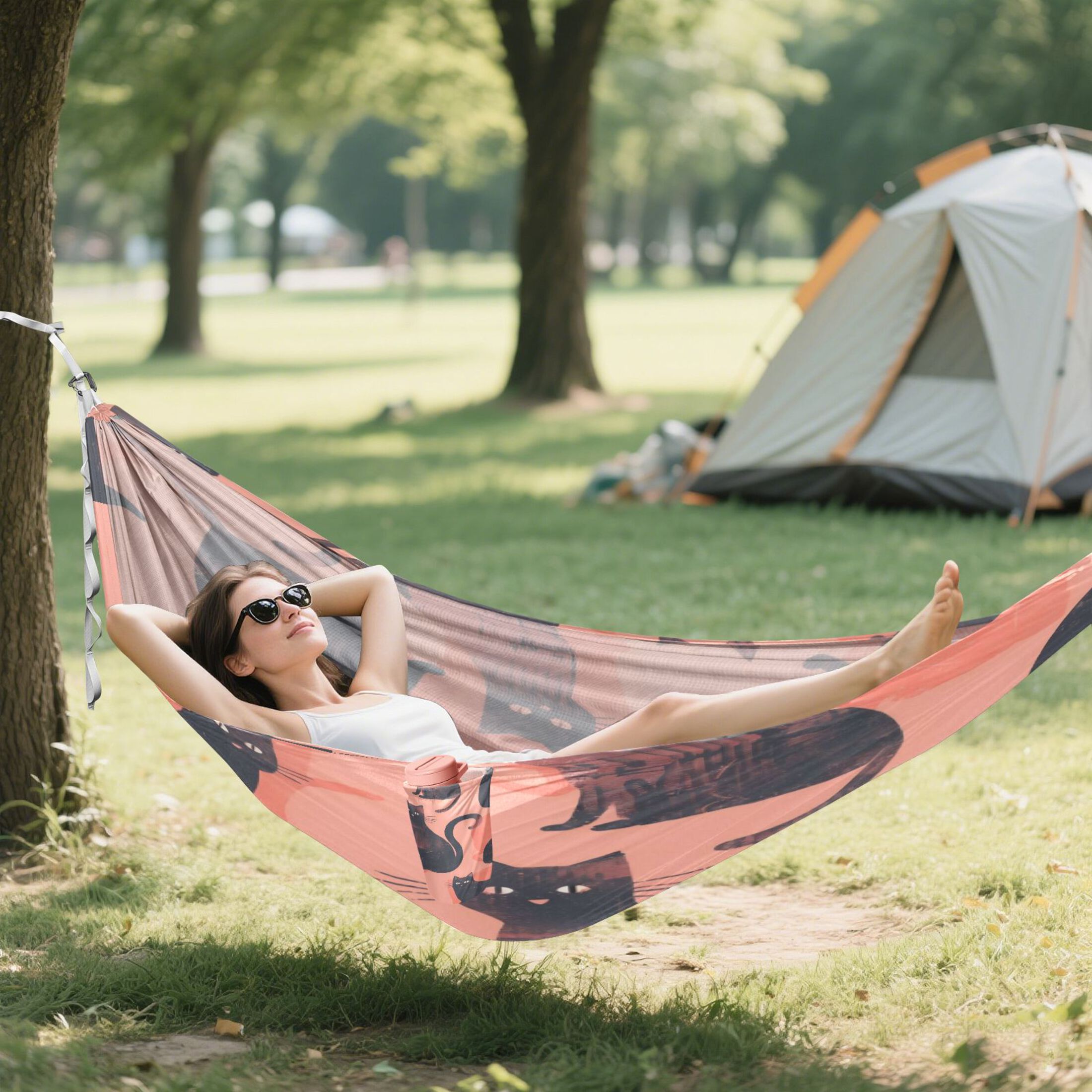 Hammock Camping Hammock Nylon Portable Hammock Travel Camping Hammock Black Cat