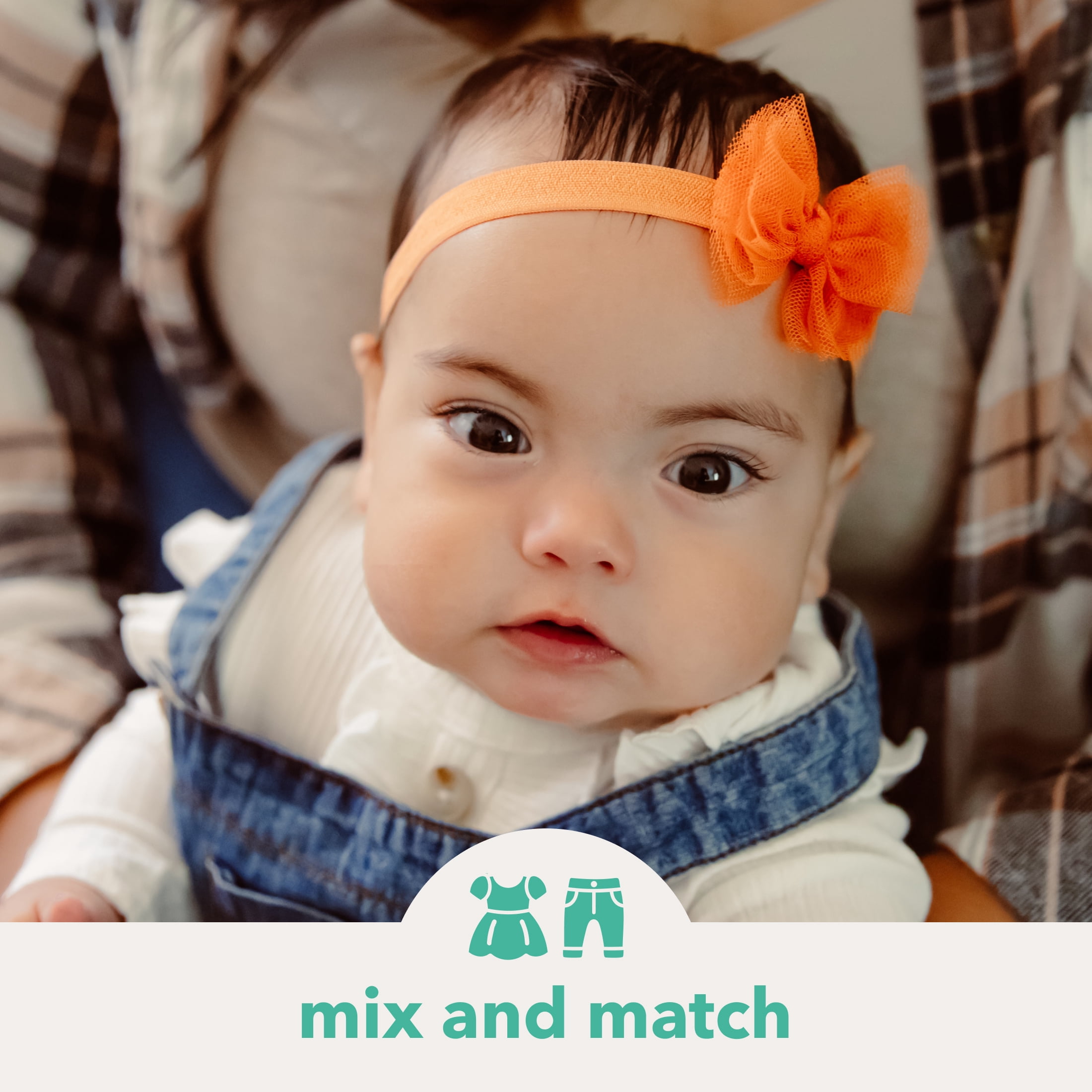 Carter's Child of Mine Infant Girl Bow Head Wrap Set, 2-Piece, Orange and White,