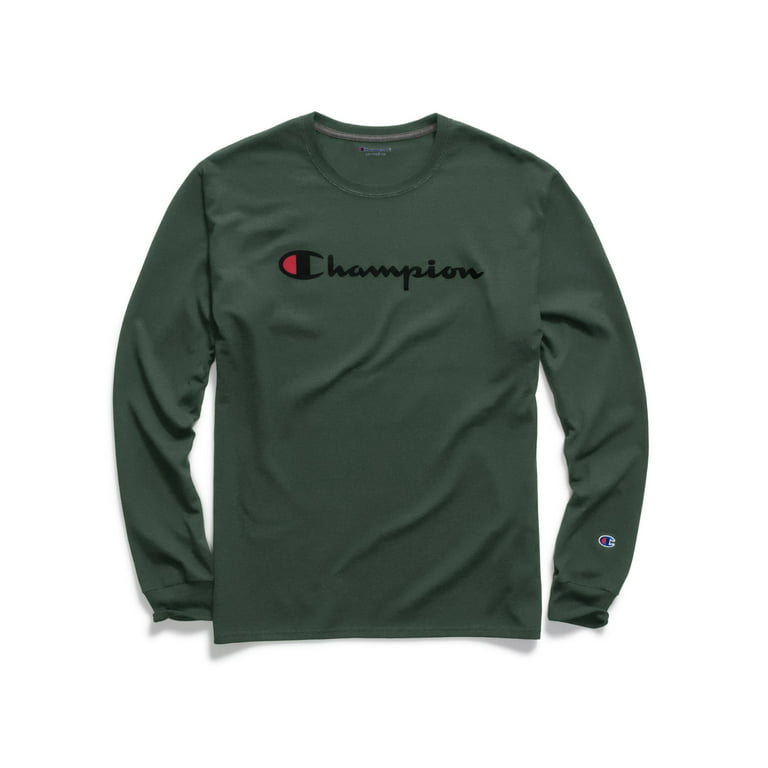 Champion Mens Classic Long-Sleeve L, Script Dark Green - Walmart.com