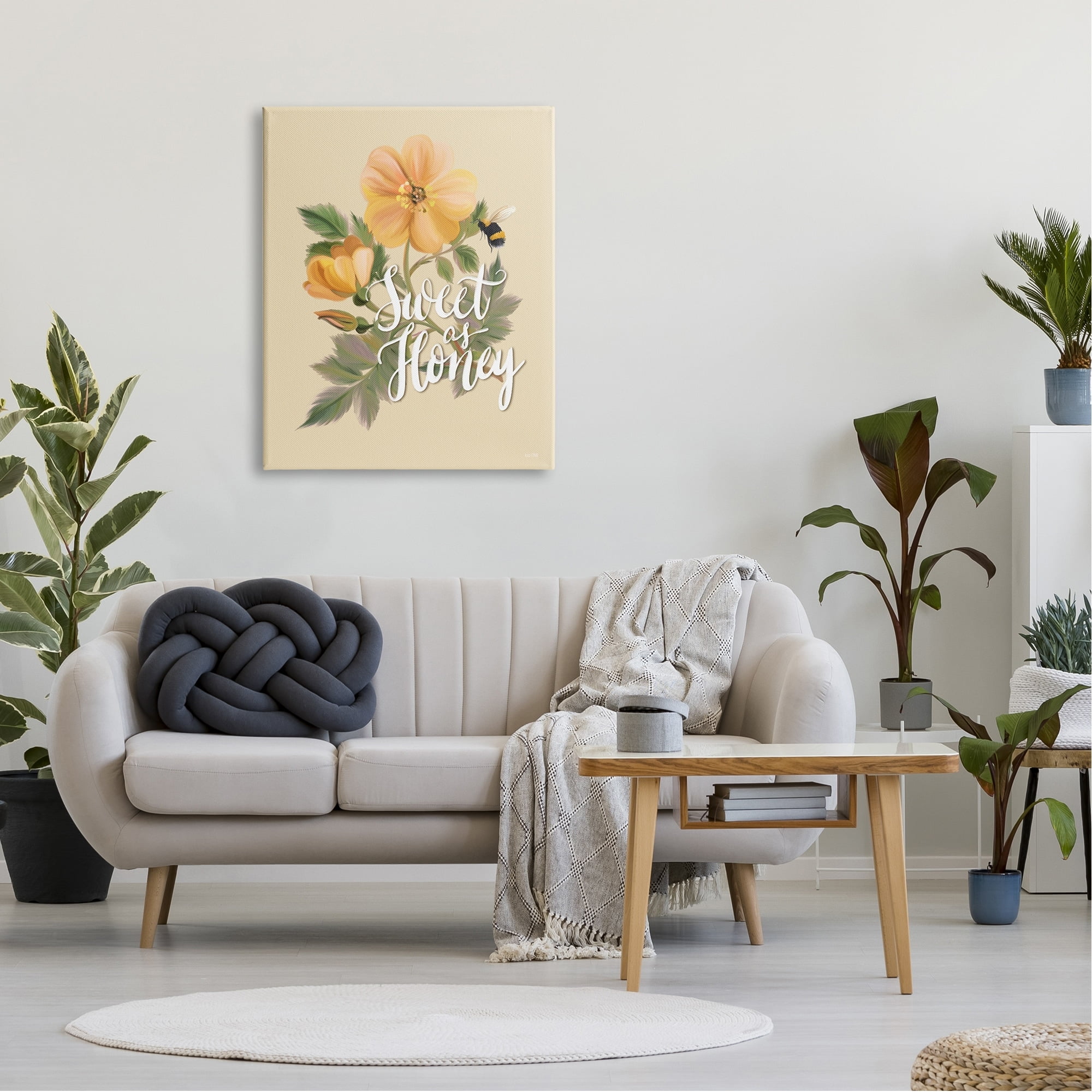 Stupell Industries Sweet as Honey Bumble Bee Yellow Poppy Flower, 30 x 40, Design by House Fenway