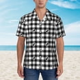 thumbnail image 4 of Daiia Black Tartan Plaid Hawaiian Shirt for Men Gentle Cotton Regular Short Sleeve Casual-3X-Large, 4 of 9