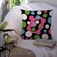 thumbnail image 3 of Letter O Initial Monogram - Polkadots and Pink Fabric Decorative Pillow, 3 of 4