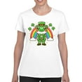 thumbnail image 2 of Lucky Frog Leprechaun with Rainbow St. Patricks Day Cute Women's T-shirt, 2 of 3
