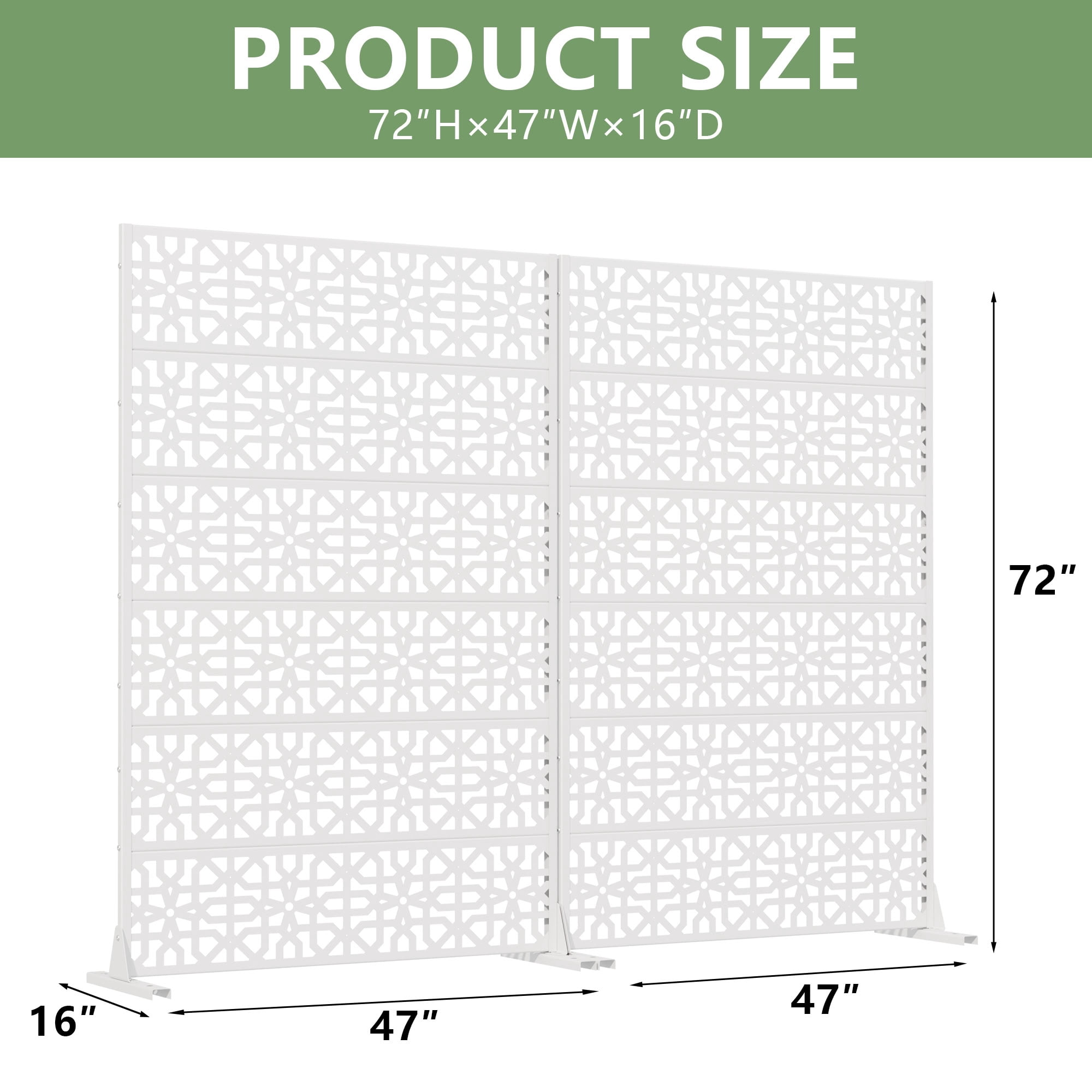 MAYEERTY 6 Panels Outdoor Privacy Screen, Metal Decorative Privacy Fence, 2 pcs Privacy Panel for Patio, Balcony, Backyard, Garden