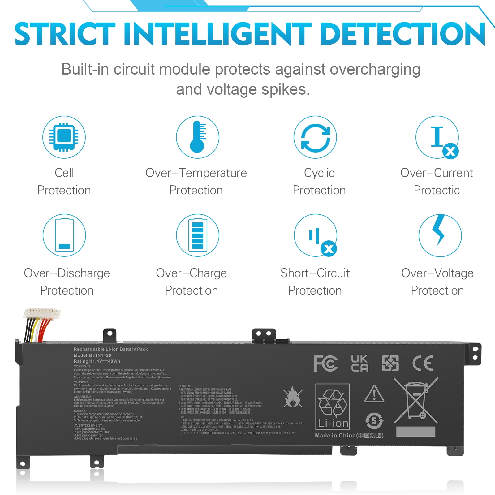 ANTIEE B31N1429 Laptopbatterij – 48Wh, 11.4V, Li-polymeer – Vervangende Accu Voor ASUS K501, A501, R516, V502 En FX51 Series