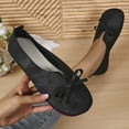 thumbnail image 2 of Black Women'S Flat Shoes Soft Soled Round Toe Closed Toe Ankle Wrapping Pumps Bow Tie Detail Casual Comfortable For Everyday Wear Slip On Style Size 36, 2 of 8