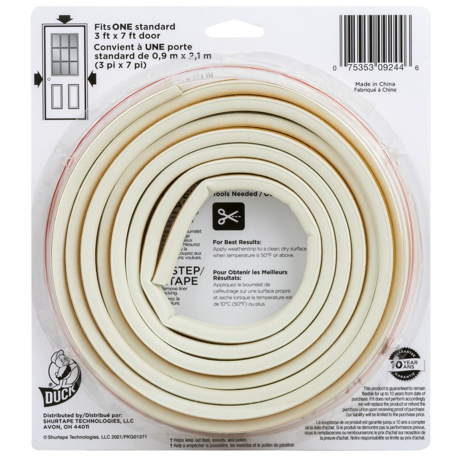 Bourrelet de calfeutrage ultra-robuste de marque Duck pour brèches de taille moyenne - Blanc 9,5 mm x 5,2 m