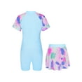 thumbnail image 2 of IEFIEL Kids Girls Cartoon Graffiti Print Swimsuit Short Sleeve Front Zipper Jumpsuit with Skirt Rash Guard Bathing Suit, 2 of 7