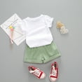 thumbnail image 4 of Toddler Girl's Summer Outfits Girl Watermelon Letter Print Short Sleeved T Shirt Shorts Set, 4 of 6