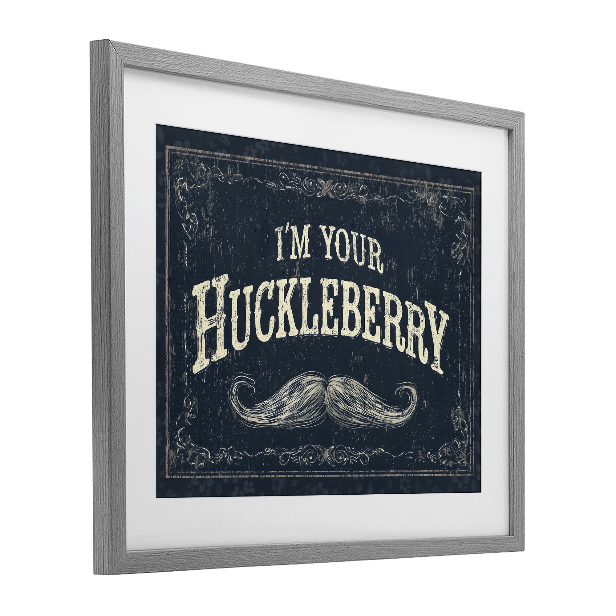 Stupell Industries I'm Your Huckleberry Gray Framed Print Under Glass, design by Arlington Prints