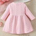 thumbnail image 4 of SERTG Kids Stylish Solid Color Cute Dress with Button Long Sleeve Round Neck Fall Winter Casual Comfortable Skirt for Children 1-7 Years(Pink,12 Months), 4 of 9