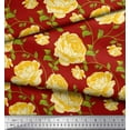 thumbnail image 2 of Soimoi Tissu en Soie Imprimé Feuilles & Roses au Mètre 42 Pouces de Large, 2 of 3