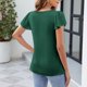 thumbnail image 5 of Camiseta Casual de Color Sólido Plisada en el Pecho 95% Poliéster 5% Spandex, Nueva Camiseta de Manga de Encaje para el Uso Diario, 5 of 8