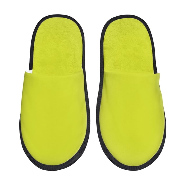 Fotbe Yellow Pantuflas Peludas para Mujer con Estampado, Zapatillas de Peluche, Zapatos de Invierno para Casa, Uso Interior y Exterior-Large