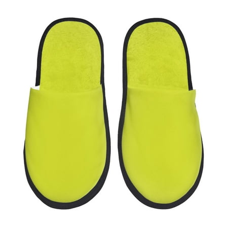 Balery Yellow Slient Indoor Furry Fleece Comfort House Shoes Soft Non-Slip Home Shoes Cotton slippers House Slippers-- Medium