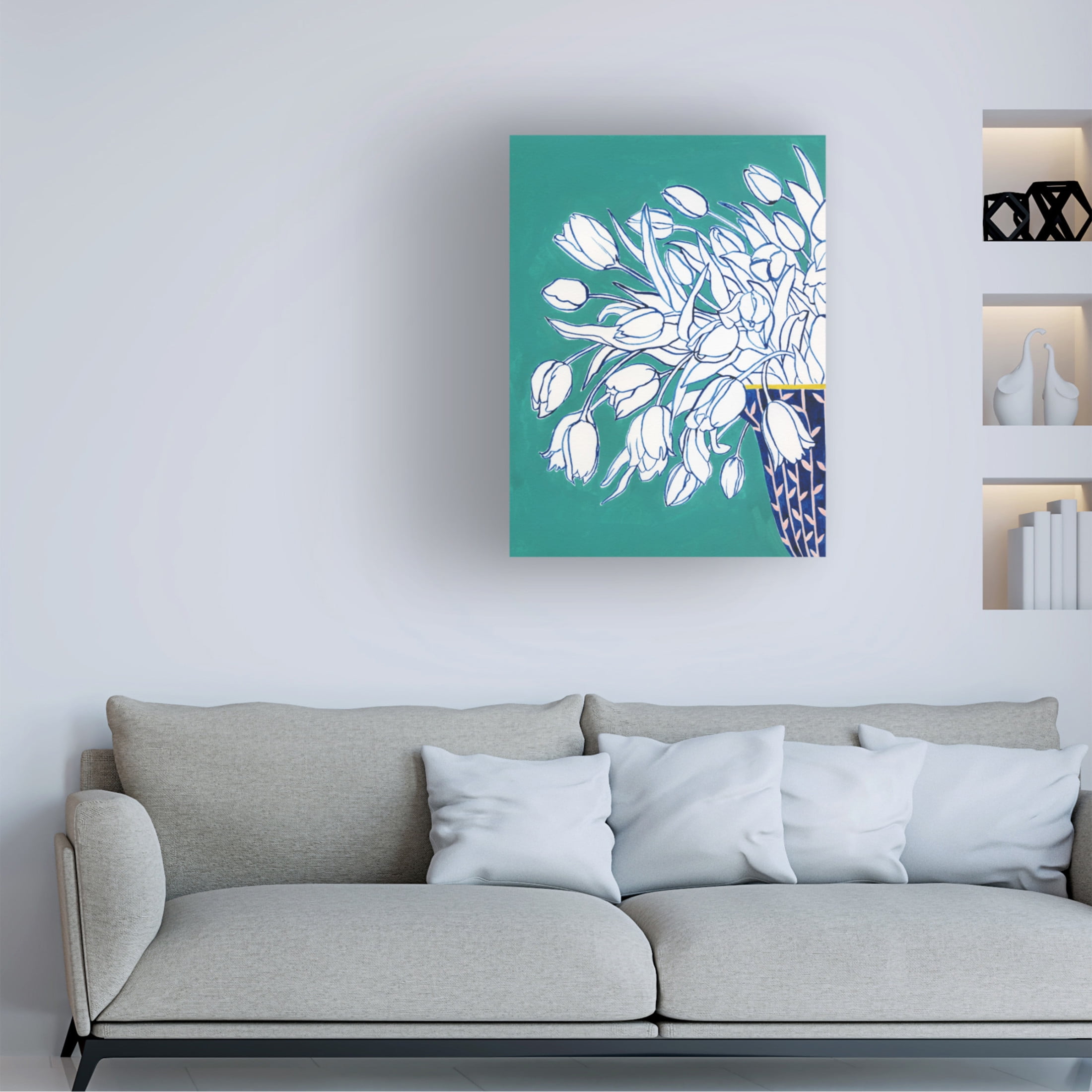 Trademark Fine Art Grace Popp  Turquoise Tulip Bouquet I Canvas Wall Art