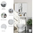 thumbnail image 4 of Over The Toilet Storage Cabinet, Bathroom Storage Organizer Over Toilet, Space Saver W/Adjustable Shelf & Open Storage Shelf, White, 4 of 7