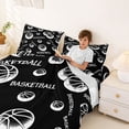 thumbnail image 3 of Castle Fairy Sport Basketball Bed Sheets 4-Piece, Minimalist Ball Pattern Full Size Sheets, Black White,1 Fitted Sheet, 1 Flat Sheet and 2 Pillowcases, 3 of 6