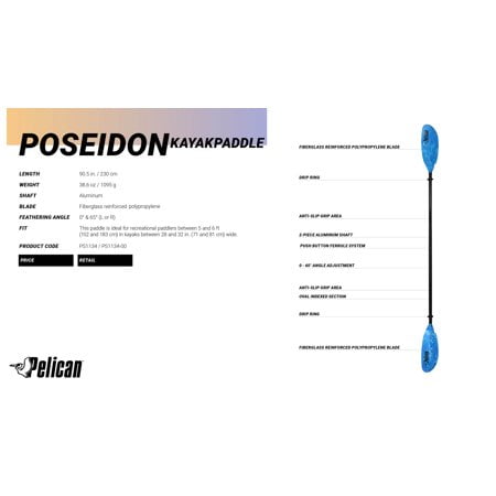 Poseidon kayak paddle 230 cm (90.5")