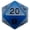 Blue With Black, variant on d20 Single 35mm Mega GND PU w/BK # Metallic Dice Games LIC30720