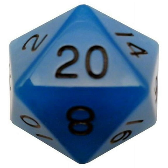 35 mm D20 Single Mega Ground Dice, Blue with Black
