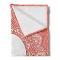 thumbnail image 2 of Peach Soft Flannel Fleece Blanket, Lace Design with Lines and Circles Bridal Inspirations with Soft Colored Background, Cozy Plush for Indoor and Outdoor Use, 60" x 80", Coral White, by Ambesonne, 2 of 5
