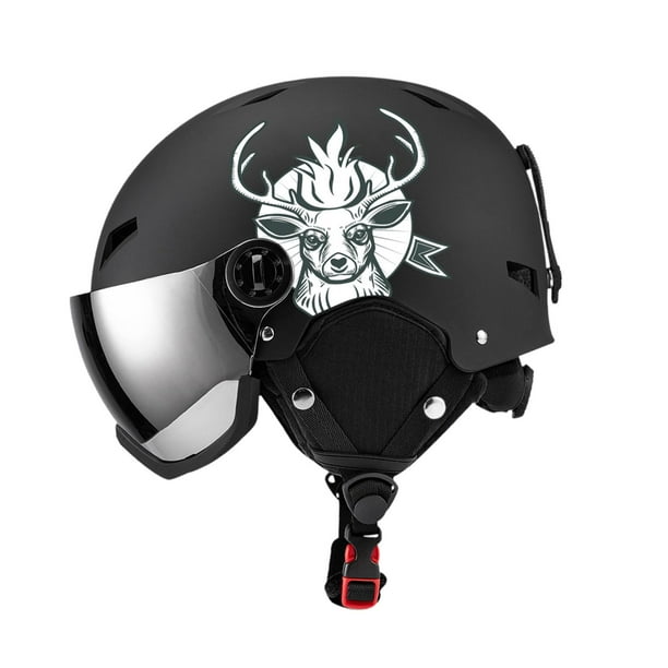 Casco de nieve protección para la cabeza accesorios de alta definición forro de pila de varios tamaños gafas de nieve visera deportiva para esquiar al NEGRO