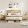thumbnail image 3 of Senfot Queen Size Bed Frame with Natural Rattan Headboard,Sturdy Metal Base with Durable Wooden Slats, No Box Spring Needed,Boho-Style Cane Mattress Support, 3 of 9