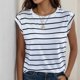 thumbnail image 1 of Fiudx Ofertas Flash Del Día Blusa de Manga Corta Estampada a La Moda para Mujer, Blusas Informales con Cuello Redondo, 1 of 5