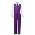thumbnail image 2 of Boys Suits 5 Pieces Fit Pants Purple Outfit Formal Suit for Wedding Jacket Vest Pants Collared Dress Shirt and Tie, 2 of 6