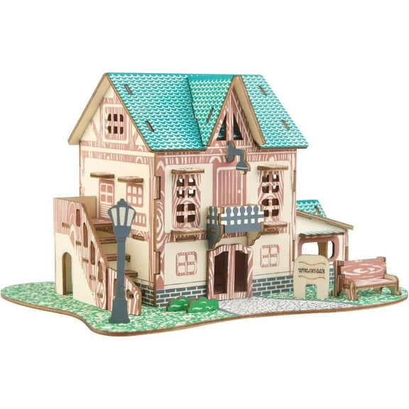 CUTEHELPER 3D Wooden Puzzles for Adults Wooden House Model Kits for Adults, Starry Sky Inn, 6.8" × 5.1" × 4", 3D Jigsaw Brain Teaser Puzzles, Log Cabin DIY