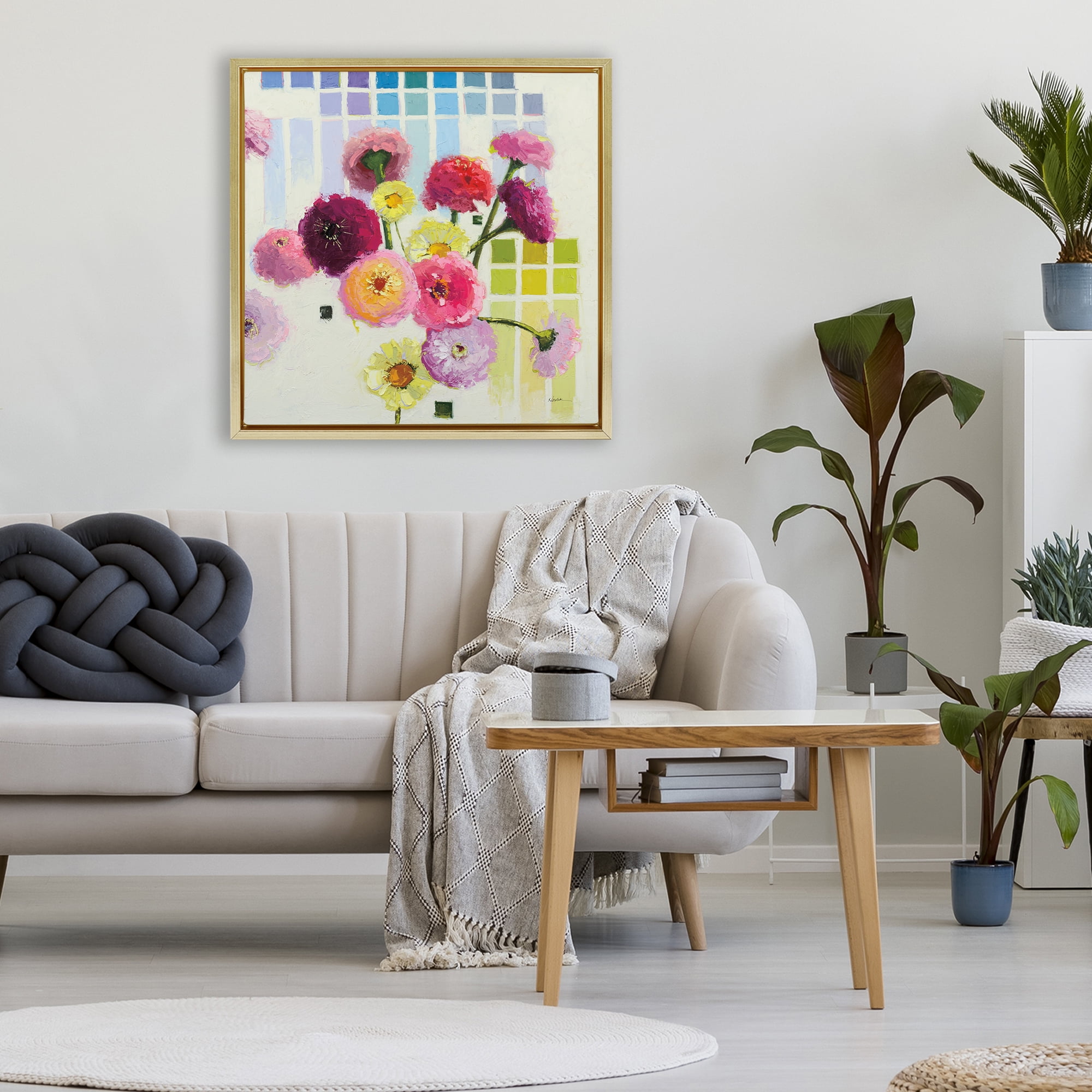 Stupell Industries Color Chart Pastel Bloom Study Gold Framed Floater Canvas Wall Art, design by Shirley Novak