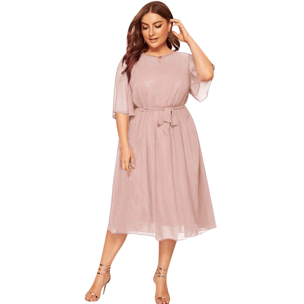 Mnycxen summer dresses Womens Plus O Half Sleeve Knee Length Dress Party - Walmart.com