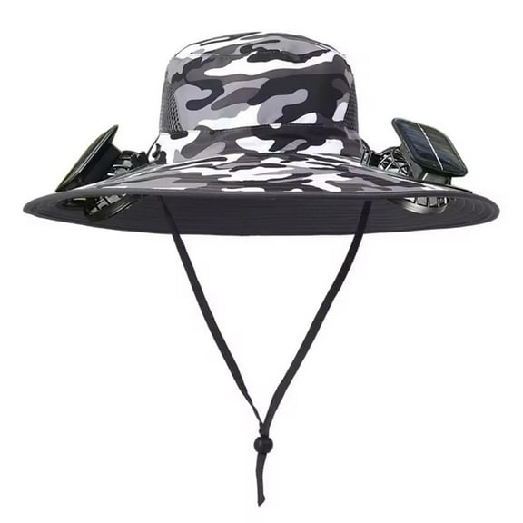 LINKPAL Solar Fan Hat,Wide Brim Sun Hat with 2 Solar Fan, Fishing Hat with Fan for Men, 3 Speed Adjustable Hat with Solar Fans Built in