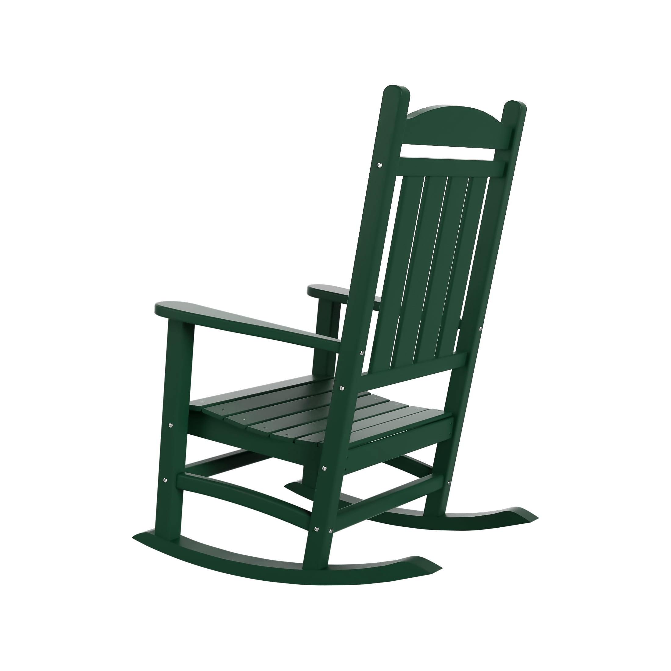 GARDEN Set of 2 Classic Plastic Adirondack Porch Rocking Chairs, Dark Green