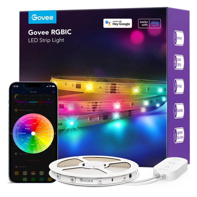 Tira de luces LED Govee RGBIC de 10 m con Alexa y Google Assistant