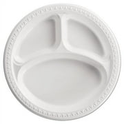 Heavyweight Plastic 3-Compartment Plates 10.25" dia White 125/Pack 4 Packs/Carton 81230