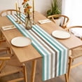 thumbnail image 3 of Brown Stripe Table Runner - 72 Inch Long, Kitchen Dining Table Runner Dresser Scarves, Ombre Geometric Teal Green Vertical Striped Farmhouse Decor for Coffee Tables Wedding Party Banquet, 3 of 8