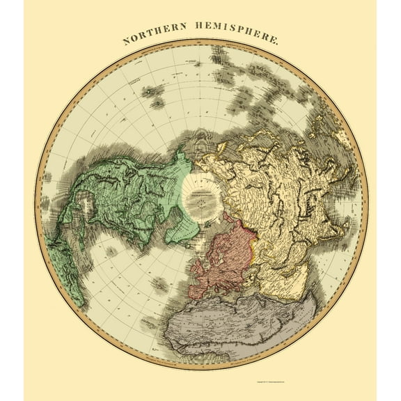 Historic Map - Northern Hemisphere - Thomson 1814 - Vintage Wall Art