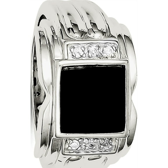 Designer Sterling Silver Men's Cz And Onyx Ring Made In China -Jewelry By Sweet Pea Creations
