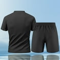 thumbnail image 6 of USNSM Men's Summer Solid Color Breathable Athletic Casual Shorts Zipper Pocket Drawstring Short Sleeve Crew Neck Top Set Black L, 6 of 6