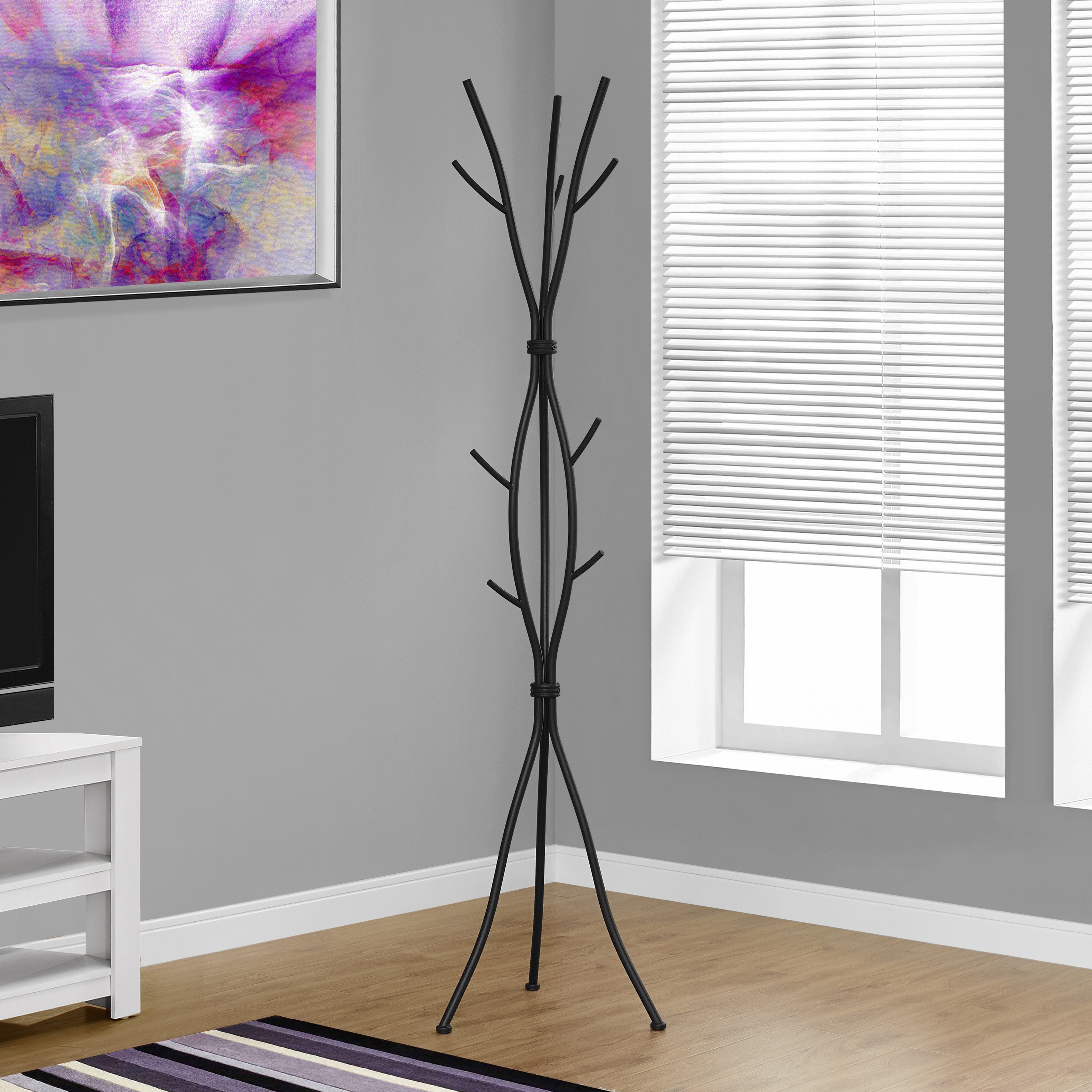 Coat Rack, Hall Tree, Free Standing, 11 Hooks, Entryway, 74"H, Bedroom
