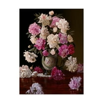 Trademark Fine Art 'Peonies In A Japanese Vase' Canvas Art by Christopher Pierce